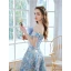 Fashion Charming Sky Blue Tassel Sequins Prom Dresses 2022 A-Line / Princess Off-The-Shoulder Sleeveless Backless Floor-Length / Long Formal Dresses