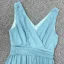 Modest / Simple Pool Blue Split Front Bridesmaid Dresses 2023 A-Line / Princess Chiffon V-Neck Sleeveless Backless Floor-Length / Long Bridesmaid Dresses