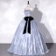 Modest / Simple Fashion Sky Blue Prom Dresses 2022 Ball Gown Strapless Sleeveless Bow Backless Floor-Length / Long Prom Formal Dresses