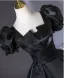 Elegant Black Beading Sequins Lace Flower Prom Dresses 2025 Ball Gown Square Neckline Puffy Short Sleeve Floor-Length / Long Prom Formal Dresses