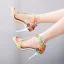Chic / Beautiful Flower Fairy Multi-Colors Wedding Shoes 2022 Lace Flower Pearl T-Strap 9 cm Stiletto Heels Open / Peep Toe Wedding Sandals High Heels
