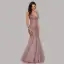 Bling Bling Bleu Marine Paillettes Robe De Soirée 2023 Trompette / Sirène V-Cou Sans Manches Dos Nu Longue Soirée Robe De Ceremonie