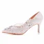 Elegant White Rhinestone Sequins Lace Flower Wedding Shoes 2023 7 cm Stiletto Heels Pointed Toe Wedding Pumps High Heels