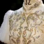 Charmant Ivoire Perlage Glitter Perle Paillettes Soirée Cheongsam 2024 Trompette / Sirène Col Haut Manches Courtes Thé Longueur