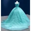 High-end Mint Green Handmade  Beading Pearl Sequins Prom Dresses 2022 Ball Gown U-Neck Sleeveless Backless Court Train Prom Formal Dresses