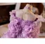 Flower Fairy Purple Beading Sequins Pearl Lace Flower Birthday Flower Girl Dresses 2025 Ball Gown High Neck Short Sleeve Backless Floor-Length / Long