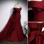 Sexy Burgundy Evening Dresses 2023 Trumpet / Mermaid Off-The-Shoulder Sleeveless Backless Bow Sweep Train Evening Party Formal Dresses