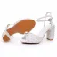 Elegante Weiß Perle Brautschuhe 2024 Hochzeit Knöchelriemen 9 cm Thick Heels Peeptoes Sandaletten Hochhackige
