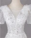 Chic / Beautiful White Sequins Prom Dresses 2024 A-Line / Princess Scoop Neck Short Sleeve Backless Floor-Length / Long Prom Formal Dresses