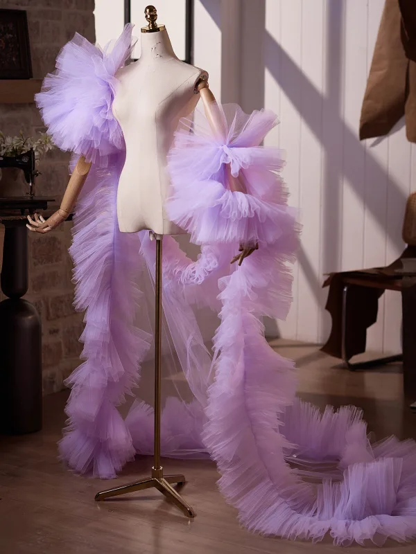 Volumineux Violet Fait main Volants Promo châle 2026 Tulle