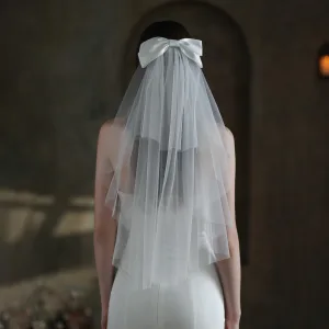 Élégant Blanche Noeud Voile De Mariée 2025 Tulle