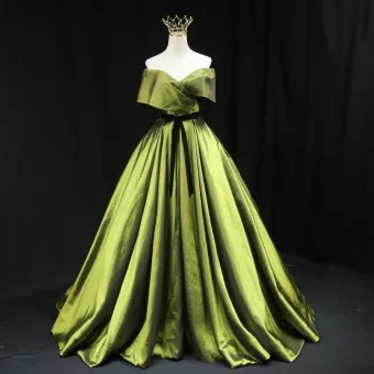 Réservé Vert Cendré Noeud Ceinture Robe De Bal 2025 Robe Boule Bustier Sans Manches Dos Nu Longue Promo Robe De Ceremonie