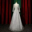 Scintillantes Gris Robe De Soirée 2023 Princesse Encolure Carrée Perlage Perle Paillettes 3/4 Manches Longue Soirée Robe De Ceremonie