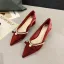Schöne Burgunderrot Abend Perle Schleife Pumps 2022 5 cm Thick Heels Spitzschuh Pumps Hochhackige