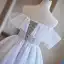 Simple Blanche Perlage Paillettes de retour Robe De Graduation 2024 De l'épaule Manches Courtes Dos Nu Courte Robe De Ceremonie