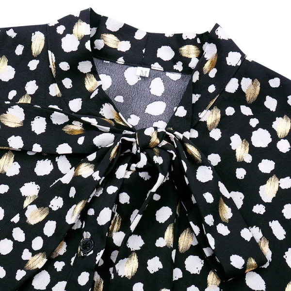 Elegant Green Printing Floral Chiffon Women Blouses 2021 Loose High Neck Work Street Wear Fall Spring Long Sleeve Tops
