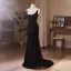 Sexy Noire Paillettes Robe De Soirée 2024 Trompette / Sirène Bretelles Spaghetti Sans Manches Dos Nu Train De Balayage Soirée Robe De Ceremonie