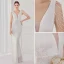 Scintillantes Blanche Paillettes Robe De Soirée 2022 Trompette / Sirène V-Cou Perlage Gland Sans Manches Dos Nu Longue Soirée Robe De Ceremonie