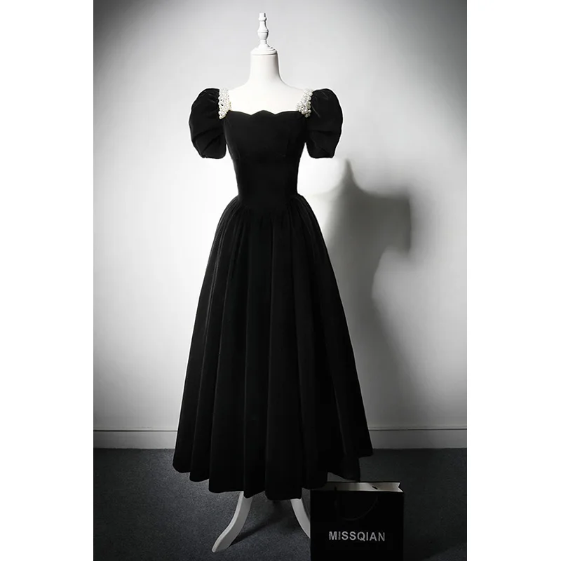 Vintage Retro Black Velvet Homecoming Graduation Dresses 2024 A-Line Princess Square Vintage Retro Black Velvet Homecoming Graduation Dresses 2024 A-Line Princess Square