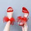 Sexy Rot Schleife Abend Sandalen Damen 2026 Knöchelriemen 11 cm Stilettos Peeptoes Sandaletten Hochhackige