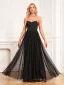 Charmant Noire Paillettes Robe De Soirée 2024 Princesse Bretelles Spaghetti Sans Manches Dos Nu Longue Soirée Robe De Ceremonie