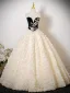 Flower Fairy Champagne Sequins Appliques Prom Dresses 2025 Ball Gown Strapless Sleeveless Backless Floor-Length / Long Formal Dresses