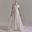 Elegant White Pearl Lace Flower Detachable Sweep Train Wedding Dresses 2025 Trumpet / Mermaid Off-The-Shoulder Sleeveless Backless