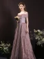 Charming Blushing Pink Beading Pearl Sequins Prom Dresses 2024 Trumpet / Mermaid Off-The-Shoulder Sleeveless Backless Floor-Length / Long Prom Formal Dresses