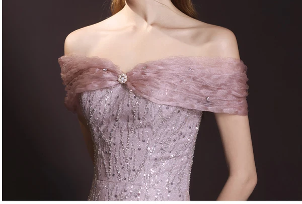 Charming Blushing Pink Beading Pearl Sequins Prom Dresses 2024 Trumpet / Mermaid Off-The-Shoulder Sleeveless Backless Floor-Length / Long Prom Formal Dresses