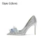 Charming Gold Crystal Wedding Shoes Wedding 2023 Rhinestone Leather 8 cm Stiletto Heels Pointed Toe Pumps High Heels