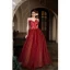 Fashion Red Prom Dresses 2022 A-Line / Princess Strapless Bow Sleeveless Backless Floor-Length / Long Formal Dresses