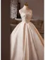 Vintage / Originale Ivoire En Dentelle Fleur Satin Robe De Mariée 2025 Robe Boule Bustier Sans Manches Dos Nu Tribunal Train