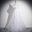Charming White Appliques Sequins Prom Dresses 2024 A-Line / Princess Strapless Sleeveless Backless Floor-Length / Long Prom Formal Dresses