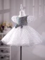 Fashion White Sequins Spotted Short Flower Girl Dresses 2024 Ball Gown Pearl Scoop Neck Short Sleeve