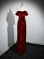 Sexy Burgundy Velvet Evening Dresses 2023 Trumpet / Mermaid Square Neckline Sleeveless Backless Floor-Length / Long Formal Dresses
