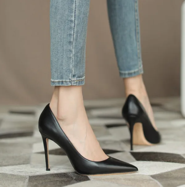 Mode Bordeaux Kantoor OL Leer Pumps 2025 10 cm Naaldhakken / Stiletto Spitse Neus Pumps Hoge Hakken