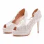 Fashion White Lace Flower Wedding Shoes 2023 Wedding 11 cm Stiletto Heels Open / Peep Toe Sandals High Heels