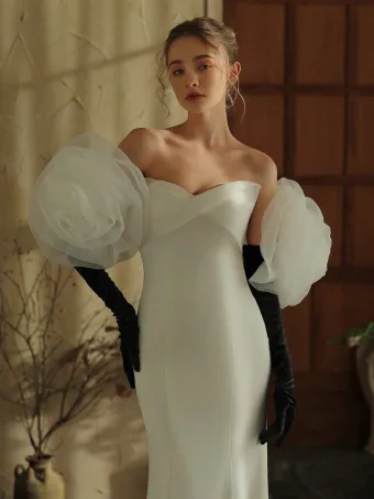 Audrey Hepburn Style Black Handmade Flower Wedding Bridal Gloves 2025