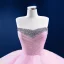 High-end Blushing Pink Cascading Ruffles Prom Dresses 2022 Ball Gown Strapless Rhinestone Sleeveless Backless Court Train Prom Formal Dresses