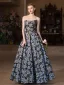 Vintage / Retro Multi-Colors Floral Prom Dresses 2025 A-Line / Princess Strapless Sleeveless Backless Floor-Length / Long Satin Formal Dresses