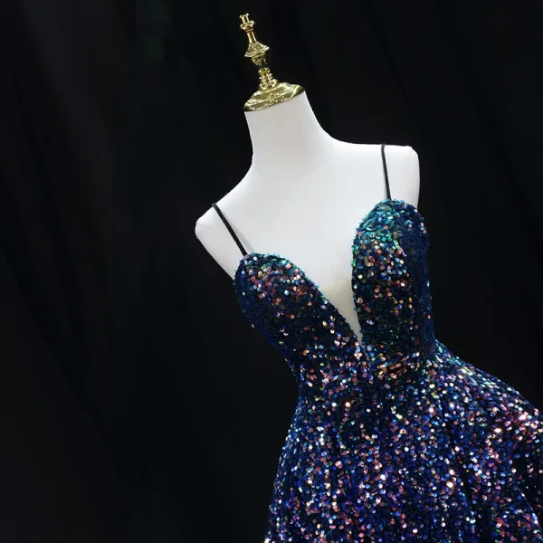 Sparkly Multi-Colors Sequins Party Dresses Cocktail Dresses 2024 Ball Gown Spaghetti Straps Sleeveless Backless Knee-Length Cocktail Party
