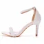 Sexy Beige Pearl Wedding Shoes 2023 Ankle Strap 8 cm Stiletto Heels Open / Peep Toe Wedding Sandals High Heels