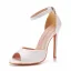Sexy White Evening Party Womens Sandals 2022 Ankle Strap 11 cm Stiletto Heels Open / Peep Toe Sandals High Heels