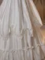 Elegant White Satin Flower Wedding Dresses 2025 A-Line / Princess Off-The-Shoulder Short Sleeve Backless Floor-Length / Long
