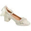 Vintage / Originale Beige Perle Bride Cheville Faux Diamant Satin Chaussure De Mariée 2024 5 cm Talons Épais Pied Carré Mariage Escarpins Talons Hauts