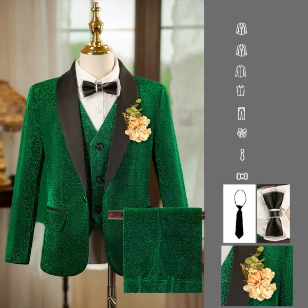 Grey 6-piece Long Sleeve Wedding Boys Wedding Suits 2024 Body Jewellery Coat Pants Shirt Tie Vest