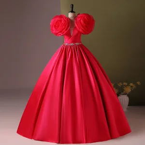 Medieval Fuchsia Rhinestone Appliques Prom Dresses 2024 Satin Ball Gown Scoop Neck Sleeveless Backless Floor Length Long Prom Formal Dresses