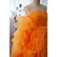 Fashion Orange Pleated Prom Dresses 2023 A-Line / Princess Strapless Sleeveless Backless Sweep Train Prom Formal Dresses