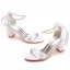 Charmant Blanche Perle Bride Cheville Noeud Sandales Femme 2023 7 cm Talons Épais À Bout Pointu Chaussure De Mariée