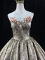 Sparkly Gold Beading Pearl Sequins Appliques Prom Dresses 2024 Ball Gown Strapless Sleeveless Backless Floor-Length / Long Prom Formal Dresses